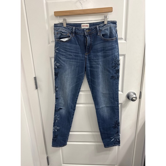 DRIFTWOOD Denim - Driftwood Jackie Embroidered Skinny Jeans Blue Floral Denim Womens Size 30